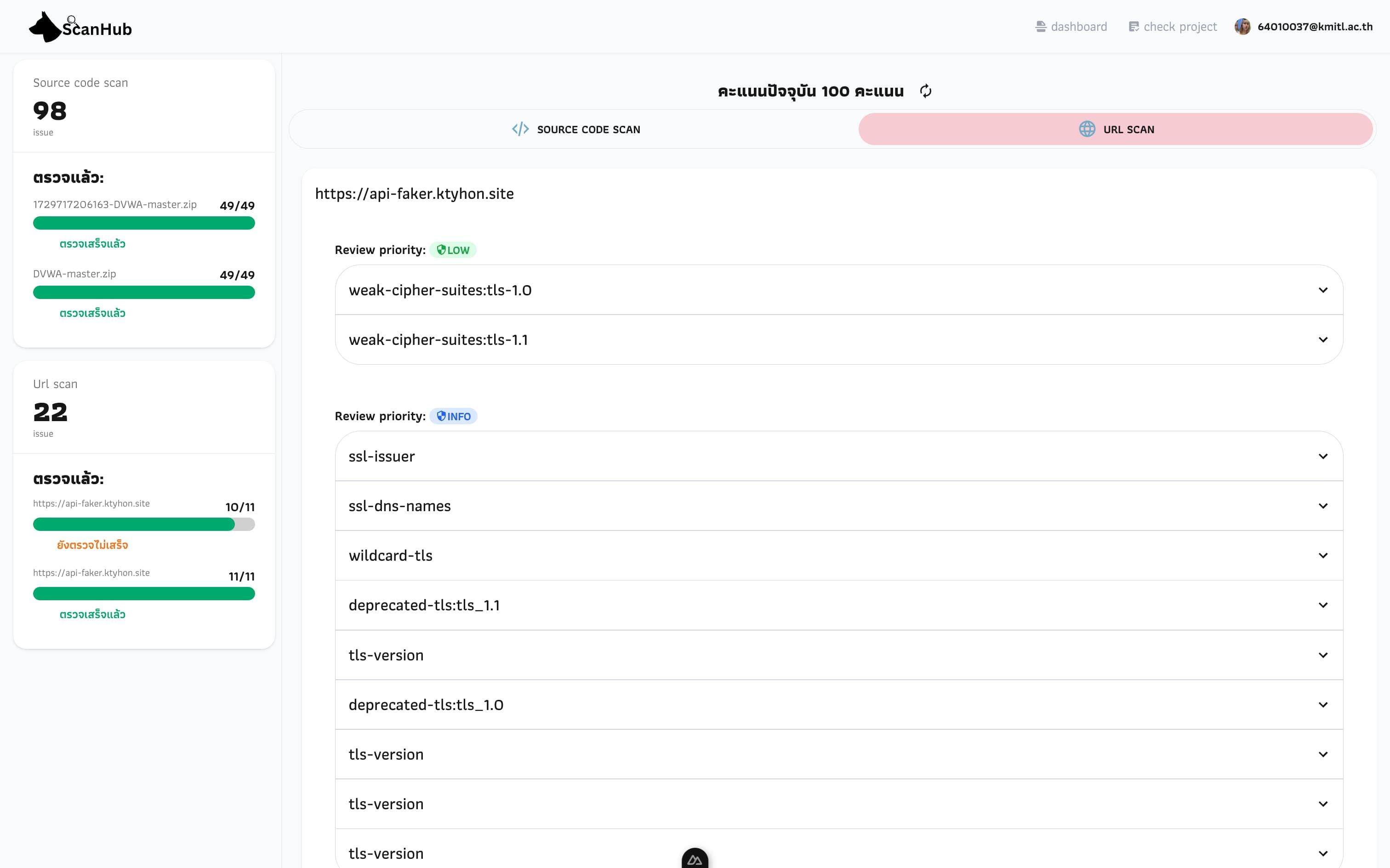 Thesis - advisor - URL scan result